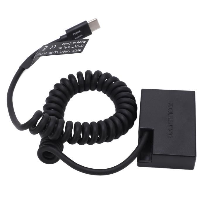 Câble USB + Batterie Factice DR-E17 + Adaptateur QC3.0 Pour Canon EOS M3 M5 M6 M6 Mark II – Alimentation Continue