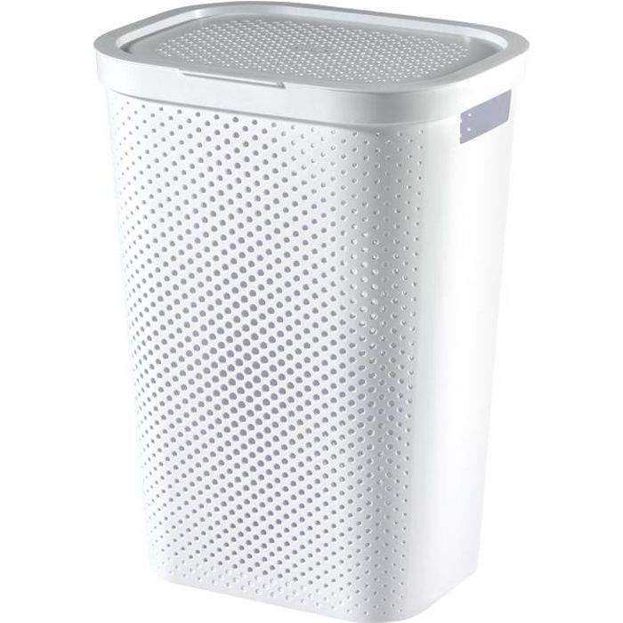 CURVER Panier à linge Infinity Dots 60 L blanc