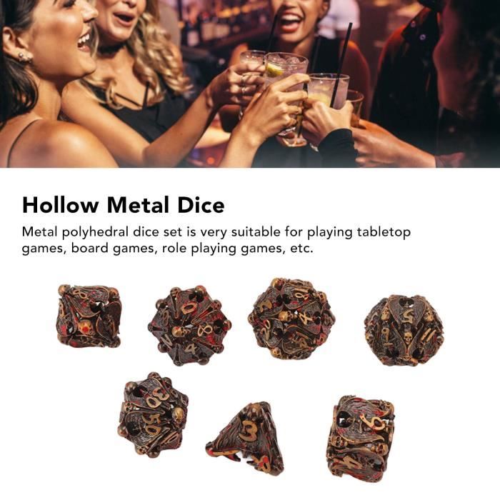 Jeu société - plateau,Dés polyédriques D & D en cuivre creux en métal à
