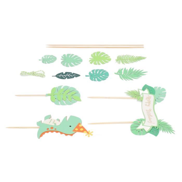 11 Pièces Decoration Gâteau Dinosaure, Gâteau Topper Jungle, Thème De Dinosaure Pour Fête D'Anniversaire