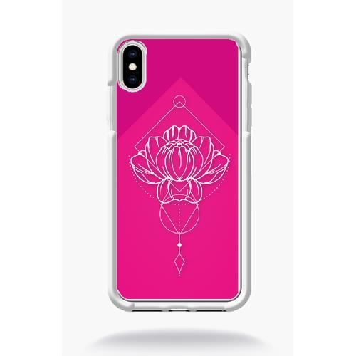 Coque Pour Smartphone Plastique Transparent Apple Iphone Xs Max Lotus Geometric Fond Rose
