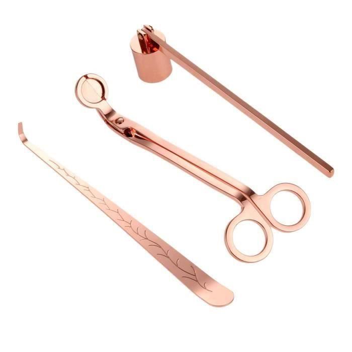 Kit Entretien Bougies Kit Bougie 3 Pièces - Éteignoir, Coupe-mèche, Crochet Acier Inoxydable Outils Bougie Anti-fumée