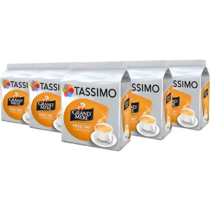 TASSIMO Grand Mere Petit Dejeuner café, dosettes à café souples, T-Discs  Capsules, 5 paquets de 16 (80 Boissons) - Cdiscount Maison