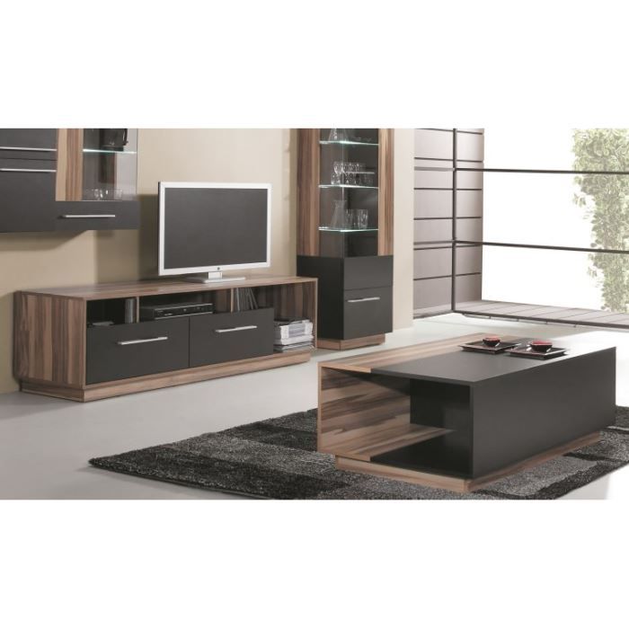Pack Salon Meuble Tv Design Table Basse Black Achat Vente