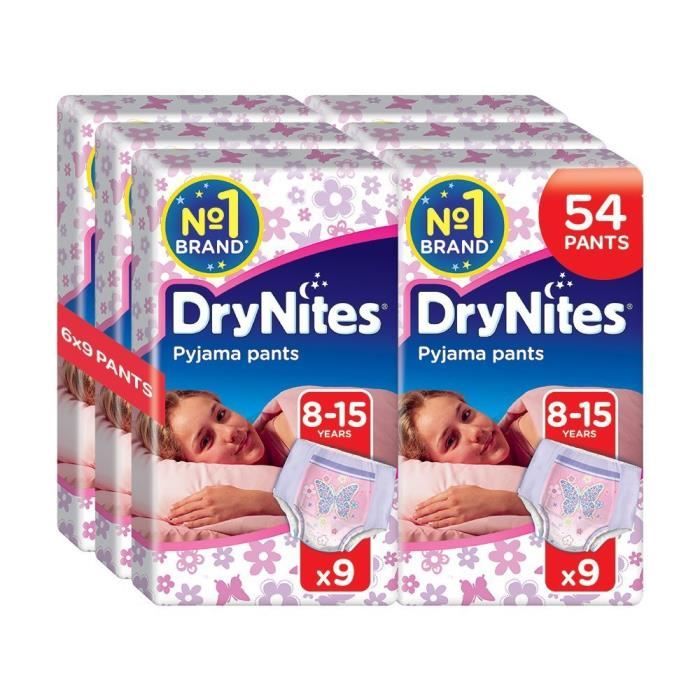 Huggies DryNites Lot de 6 x 9 sous-vêtements de nuit absorbants pour fille  8-15 ans: Hygiène et Soins du corps - Cdiscount Puériculture & Eveil bébé