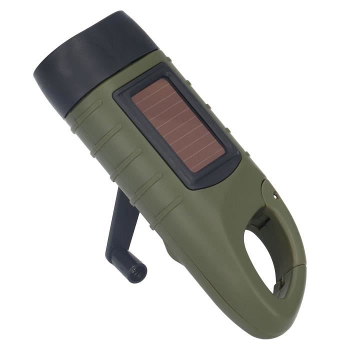 Torche à Manivelle à Main, Lampe Solaire Rechargeable LED Torche Pour Randonnée, Camping