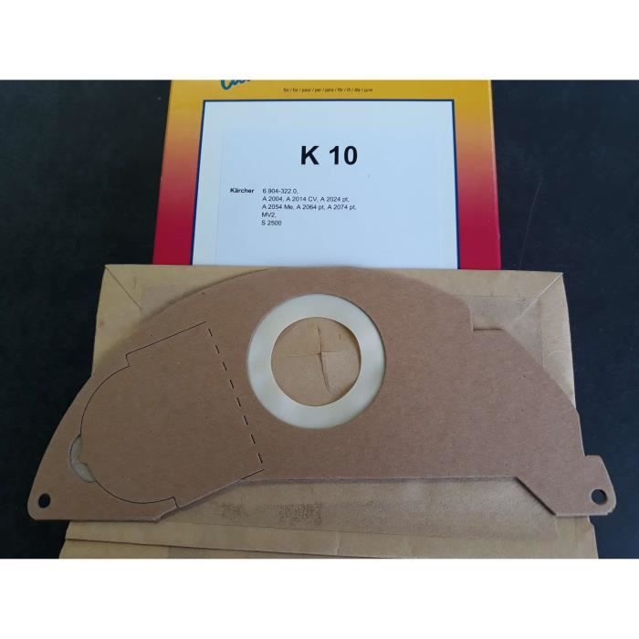 Sac pour Aspirateur - KARCHER - 69043220 - 4 Sacs - Compatible A2004 à A2074 - Collecte des Poussières