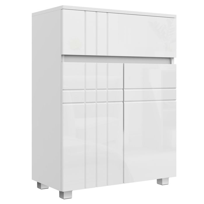 Meuble de rangement pour salle de bain kleankin Panneau de particules 60x30x80cm Blanc