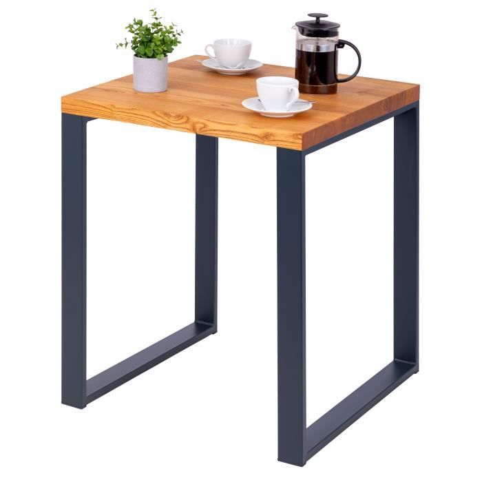 lamo manufaktur table haute de cuisine - mange debout - table de bar - 60x60x76 cm - gris - modèle modern - frêne foncé