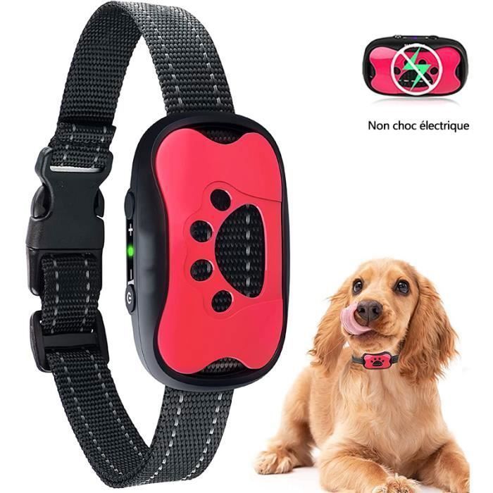 Meilleurs prix pour Collier Anti Aboiement Chien,Non Choc Statique Collier de Dressage pour Chien,Rechargeable Collier Anti- aboiement-Rouge