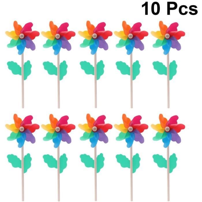 Lot De 10 Moulins à Vent Drapeau USA – 40,6x20,6 Cm, En Polypropylène Et Bois – Décoration 4 Juillet, Jardin, Anti-oiseaux