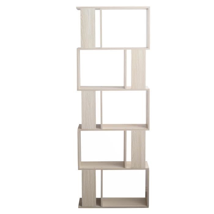 bibliothèque 5 étagères en sapin blanc et mdf - mobili rebecca - 169x60x24 cm