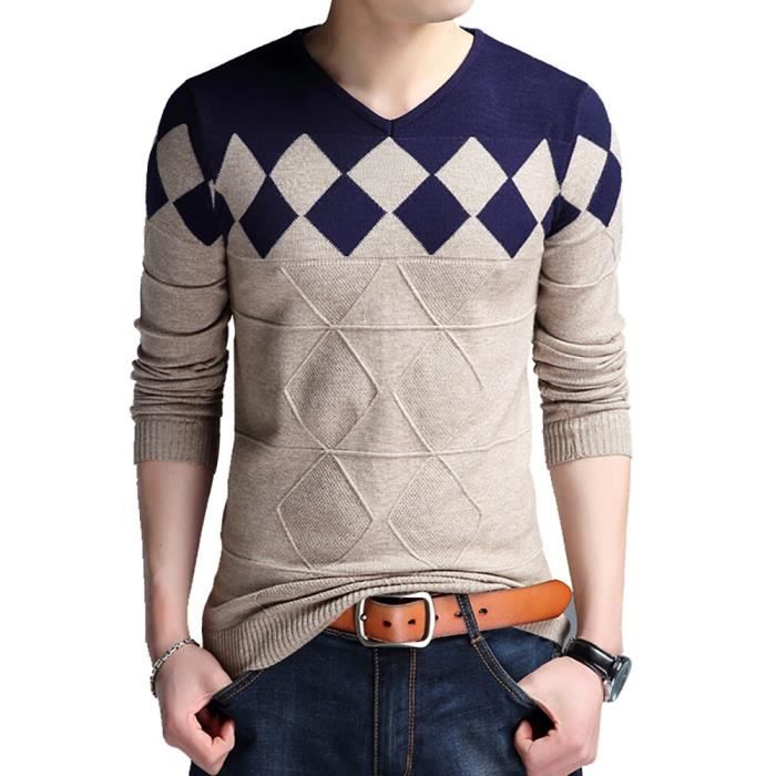 Pull Vintage sans col pour homme chandail de no l la mode col en