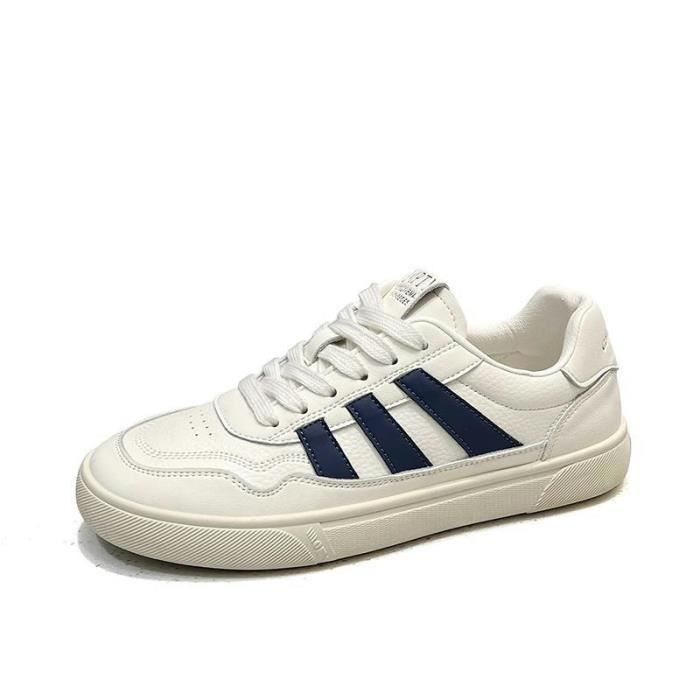 INSFITY Baskets Femme en Cuir Plat Automne Casual Confortable Couleur Contraste - Bleu - INSFITY