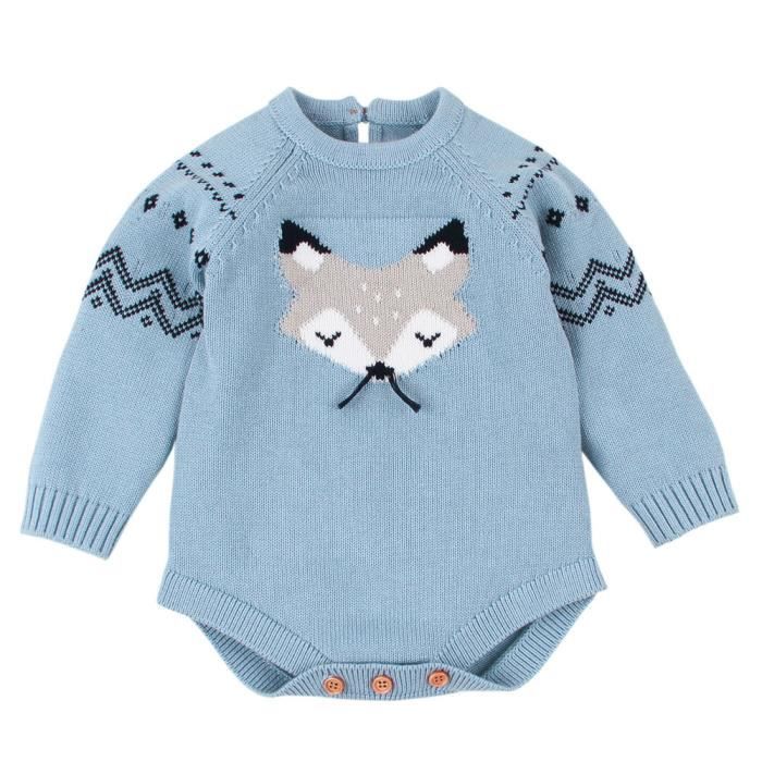 Nouveau Ne Bebe Fille Pull Tricote Renard Barboteuse Combinaison Tenues Vetements Bleu Bleu Cdiscount Pret A Porter