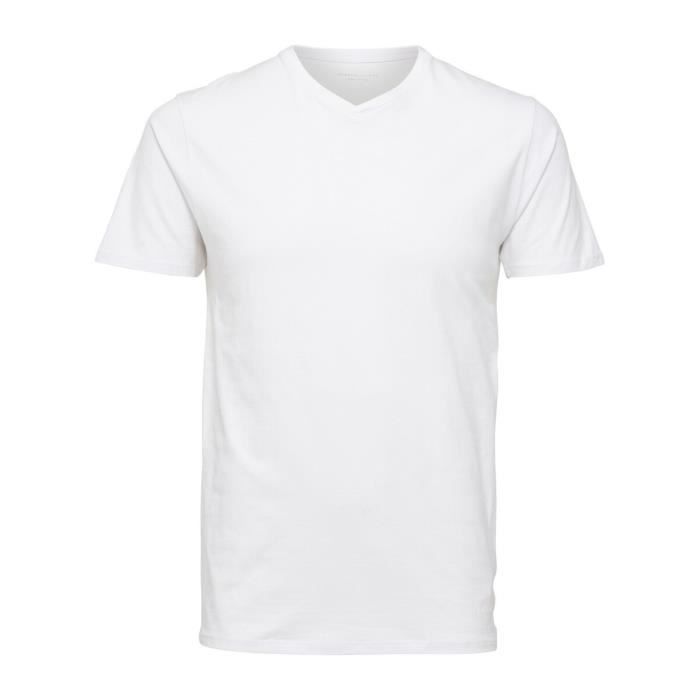 T-shirt Selected manches courtes Col V Newpima - bright white - XL - Homme - Pima/Coton organique T-shirt Selected manches courtes Col V Newpima - bright white - XL - Homme - Pima/Coton organique