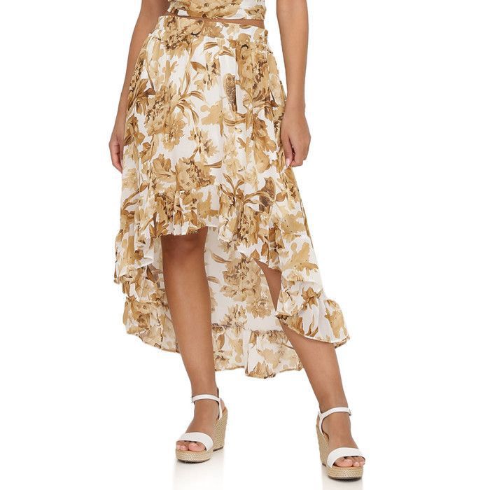 Jupe asym trique blanche imprim printanier Blanc Cdiscount