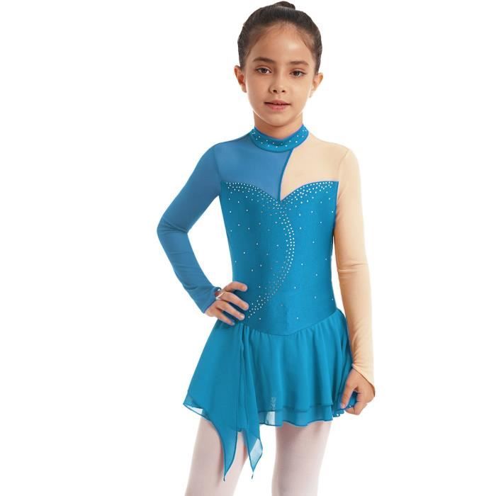 Justaucorps Danse DPois Fille - Manches Longues Avec Strass - Pour Gymnastique, Patinage - Taille 5-16 Ans