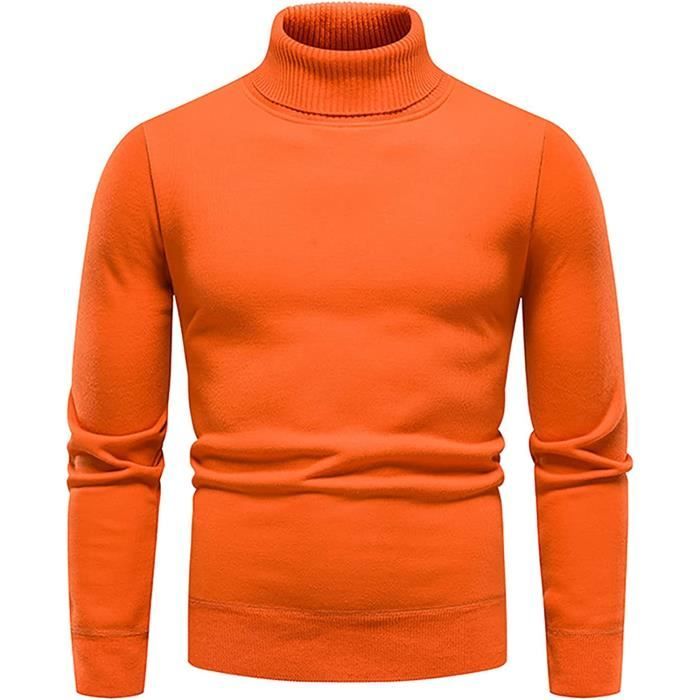 Pull Col Roule Homme Automne Hiver Casual Slim Fit Tricot Couleur Uni Homme Hiver Vintage Doux Pas Cher Noel Homme Orange Cdiscount Pret a Porter