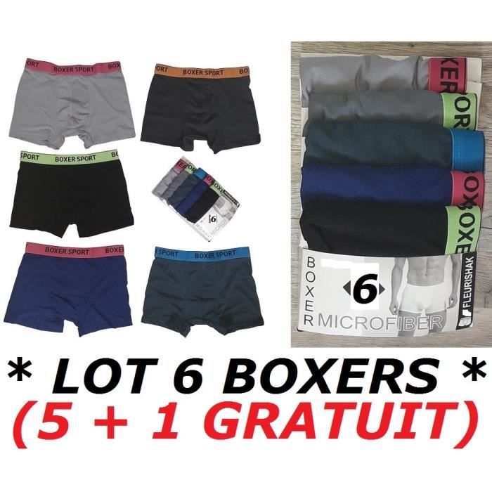 LOT 6 BOXERS MICROFIBRE 5 1 GRATUIT Taille XL 5 Homme