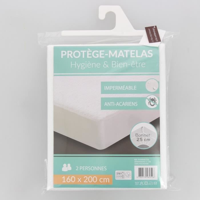 Protège matelas - NO NAME - 160x200cm - Anti-acarien - Lavable - Chambre