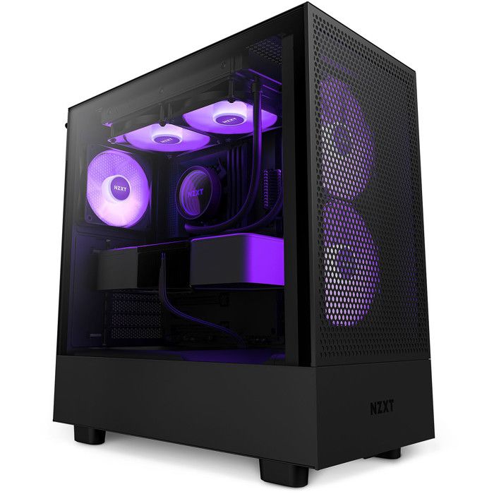 NZXT H5 Flow RGB Noir - Boîtier moyen tour compact avec fenêtre latérale en verre trempé et ventilateurs RGB