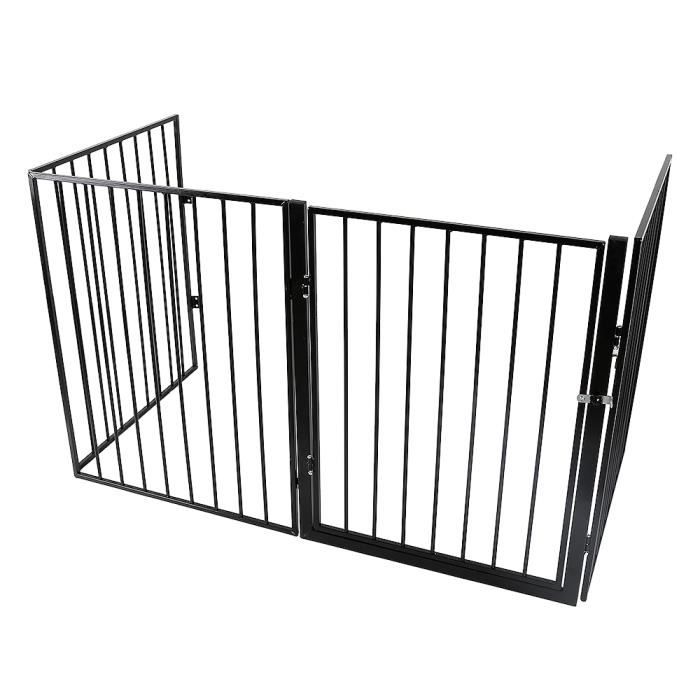 HSTURYZ Barrière de Protection pour Cheminée - 240 x 75 cm - Avec Porte d'Accès - 4 Panneaux - Livré en Kit