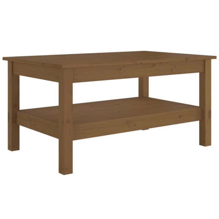Table Basse En Pin Massif 118x63x45 Cm - Teinte Miel, Neuve