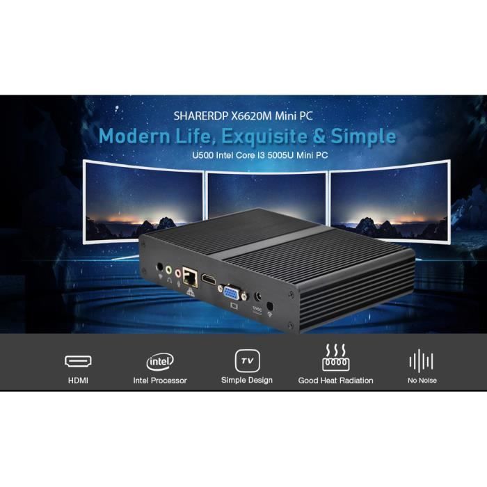 SHARERDP X6620M Mini PC Windows10 4K-Disque dur