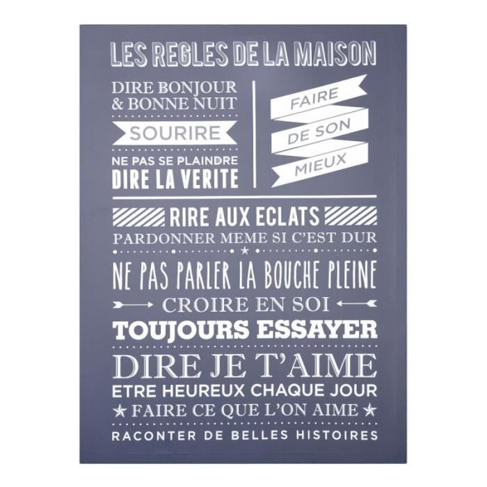 Toile Imprimee Maison 58x78cm Bleu Achat Vente Tableau Toile Cdiscount