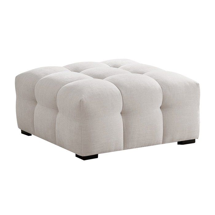 Pouf en tissu chiné beige DILOME Pouf en tissu chiné beige DILOME