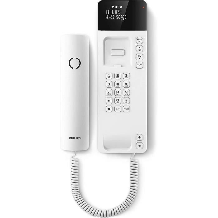 Philips - Telephone M110W Scala - Mode - Confort Ergonomique - 2,75 Pouces Blanc sur Noir ecran - Blanc