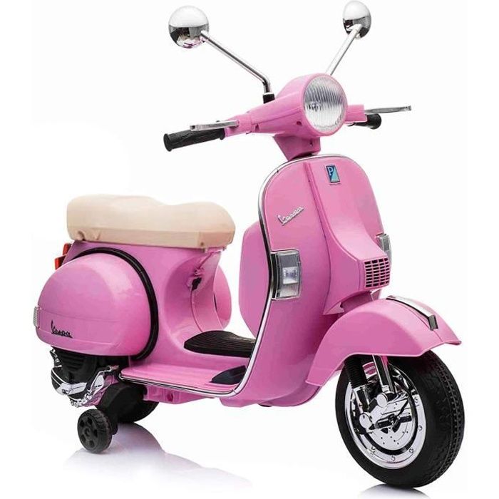 Farano Store Moto Electrique Pour Enfants Vespa Px 150 Piaggio Rose 12v Sons Led Siege En Cuir Roues Eva Cdiscount Jeux Jouets