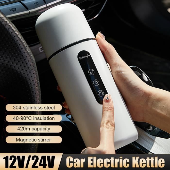 Bouilloire électrique De Voyage 12V/24V Pour Voiture - 500ml écran LCD Réglage Température - Idéale Camping, Camion, Déplacements - 6