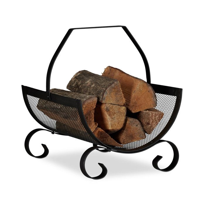 Étagère à Bois De Cheminée En Métal Noir - 90x60x20 Cm, Rangement Bûches Intérieur/extérieur, Facile à Monter - 6
