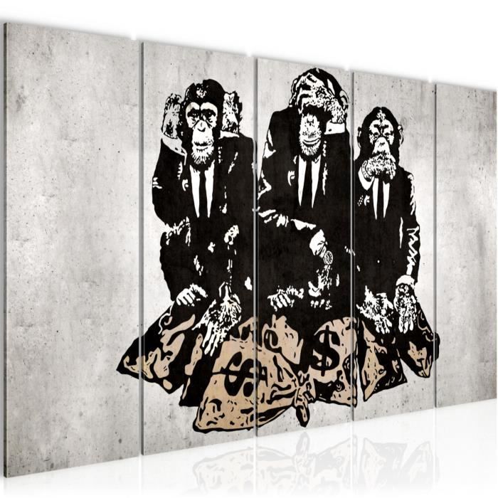 Runa Art Tableau Decoration Murale Singe Street Art Duke Of Lancaster 150x60cm Xl 5 Panneaux Technique Impression Sur Toile 303456b Cdiscount Maison