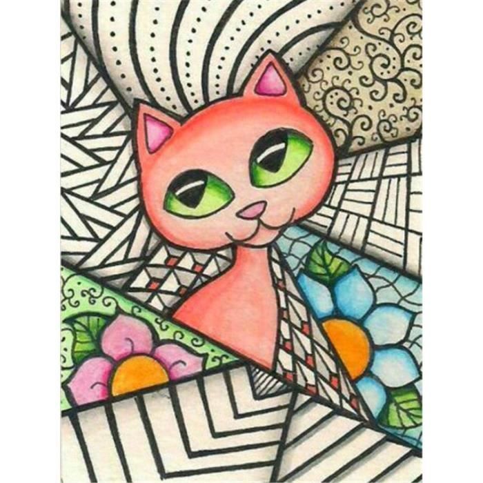 Diamant Mosaique Point De Croix Chat 5d Peinture De Diamant Dessin Anime Diamant Broderie Strass Image A La Main W5 Cdiscount Maison