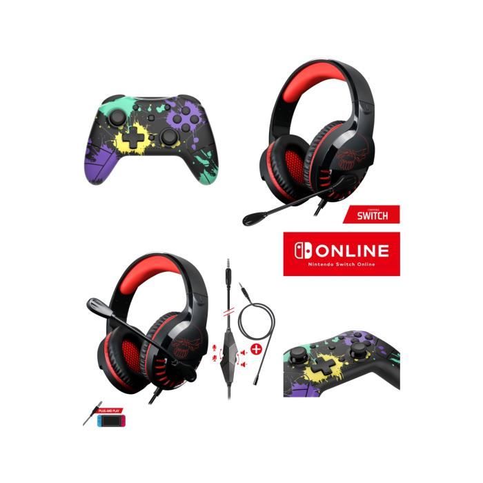 Manette Switch Bluetooth Color Stain Nintendo Pro Gaming + Casque Switch Pro H3 Spirit Of Gamer Switch Edition - vue 2