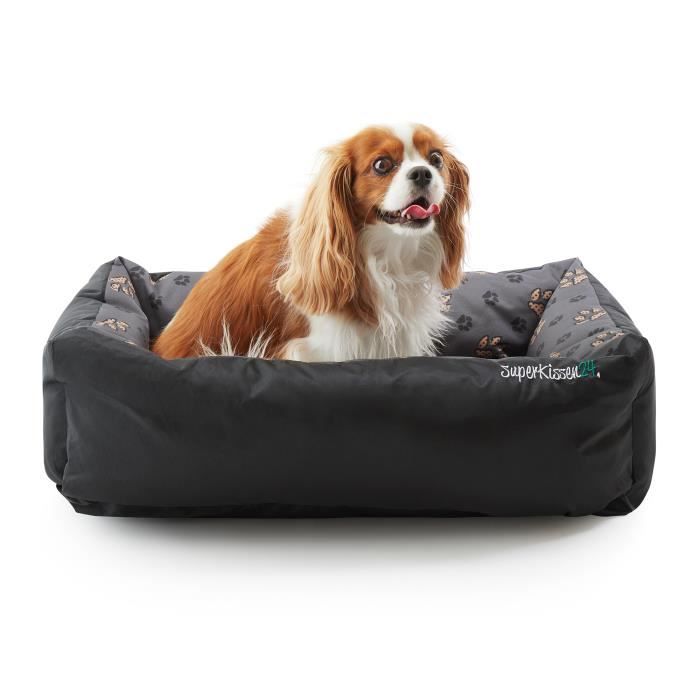Comparer les prix de SuperKissen24 Panier pour Chien - Lit pour Chien - Apaisant - Taille L - Noir et Gris - Pattes