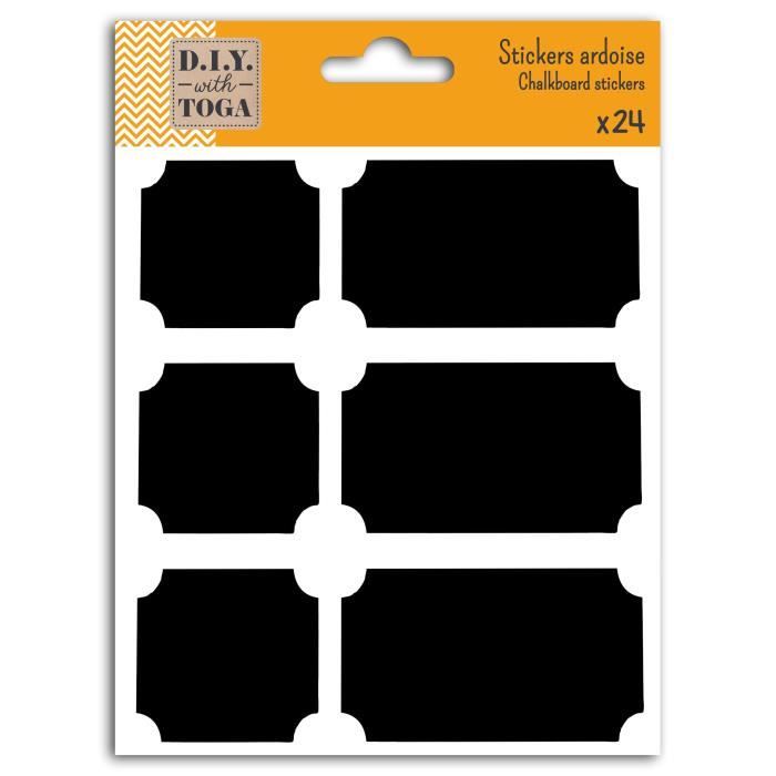 D.I.Y WITH TOGA 24 Stickers Ardoise - Étiquettes