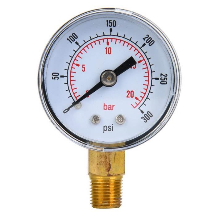 Manomètre Mécanique 0-15 Psi / 0-1 Bar - Filetage BSPT 1/8" - Pour Air, Huile, Eau
