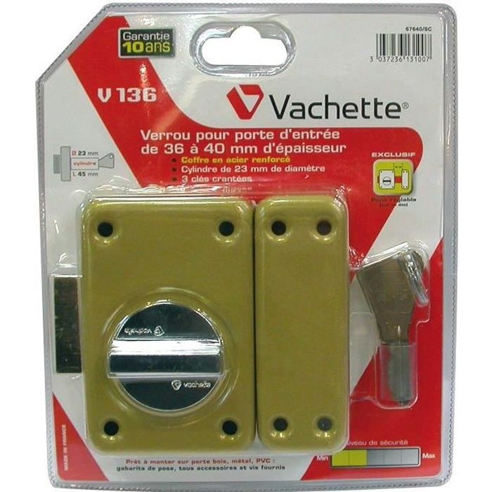 Verrou de sécurité V136 - VACHETTE - 45 mm - 3 clés