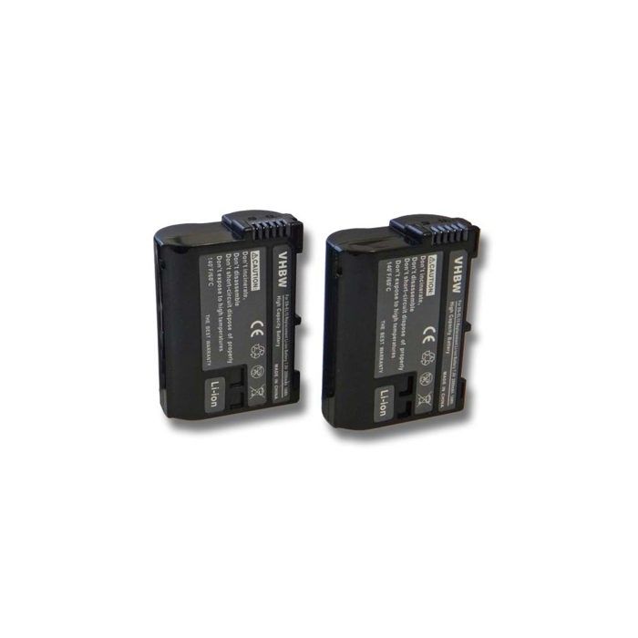 Vhbw 2x batterie pour caméra compatible avec Nikon D500, D600, D610, D7000, D7100, D7200, D750 appareil numérique DSLR (2000mAh, 7V,