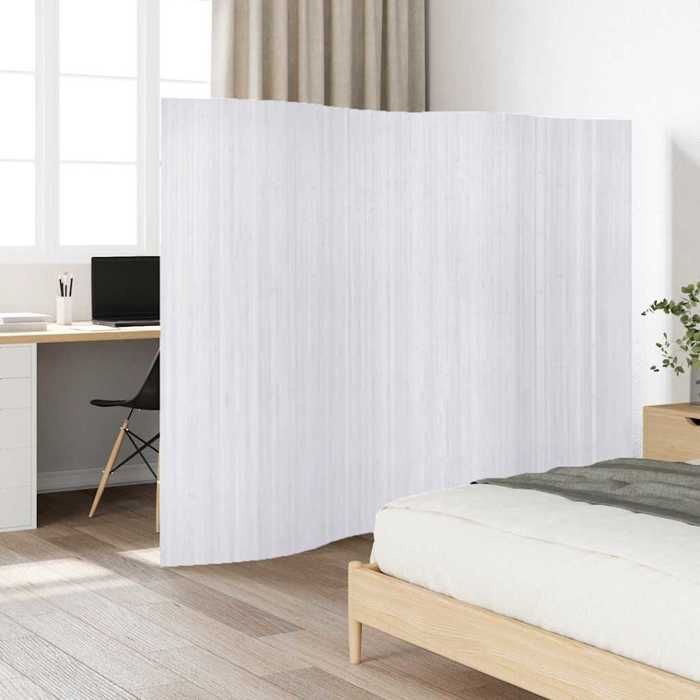 Cloison de séparation en bambou blanc VIDAXL - 250 x 165 cm - Intérieur - Bambou + support non-tissé