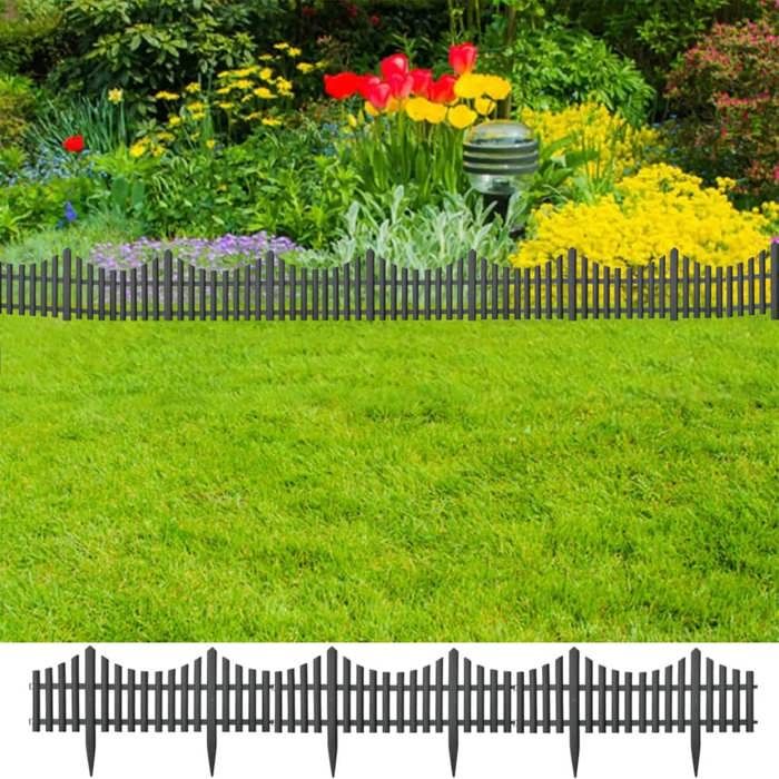 vidaXL Bordures de pelouse 17 pcs Anthracite 10 m PP 314682
