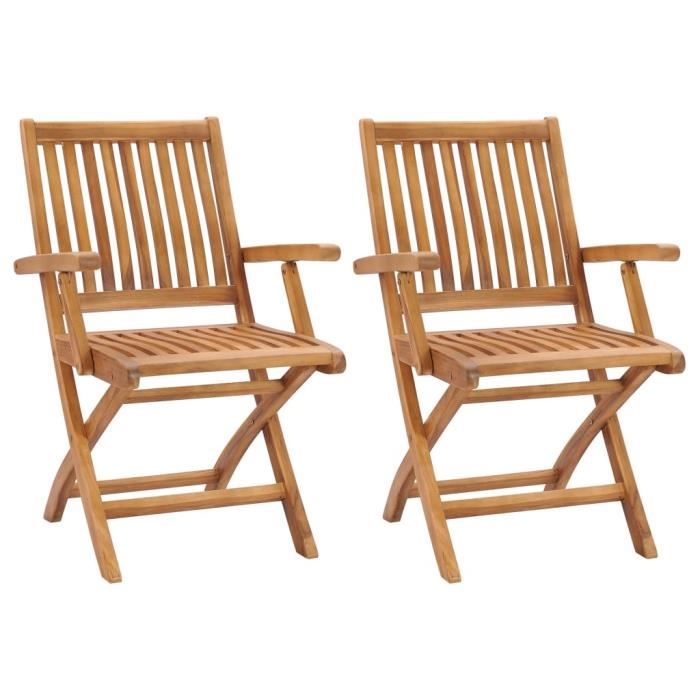 Vidaxl vidaXL Chaises de jardin pliables lot de 2 Bois de teck massif - vue 3