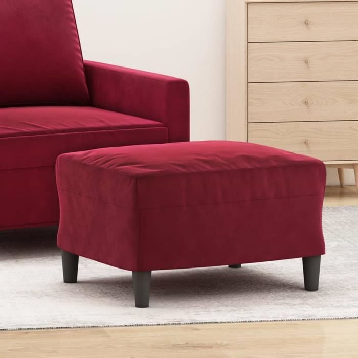 349297 vidaXL Repose-pied Rouge bordeaux 60x50x41 cm Velours