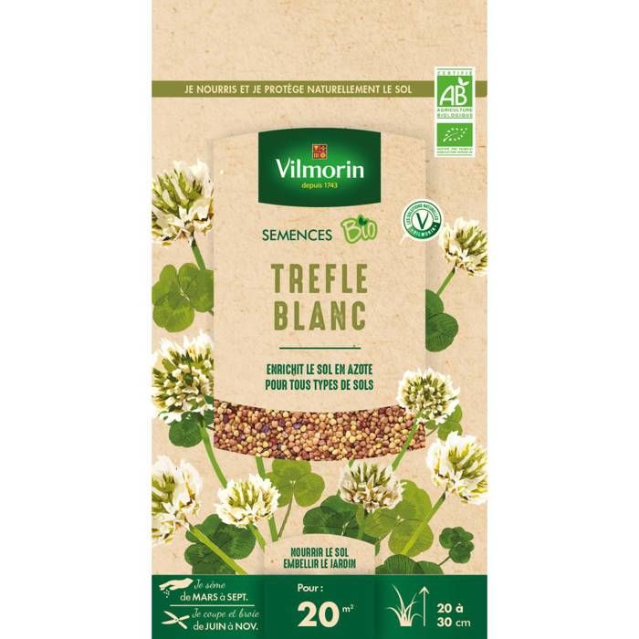 Comparer les prix de Graines de Trefle Blanc BIO , boite de 60 grs-