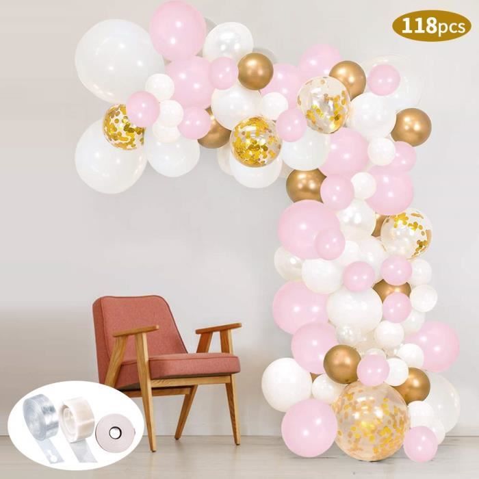 Euro Mega - Kit de Guirlande de Ballon Rose Blanc et Or Rose Arche Ballon  Or Rose pour Mariage Anniversaire Fête Evenement - Objets déco - Rue du  Commerce