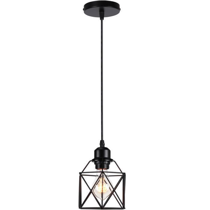 éclairage Salon Rétro Lustre Industriel Suspension Métal Et Corde - Style Loft Vintage, Cage Fer Ronde, Ampoule E27 Non Incluse, 60cm éclairage Industriel E27 éclairage Salon Rétro Lustre Industriel Suspension Métal Et Corde - Style Loft Vintage, Cage Fer Ronde, Ampoule E27 Non Incluse, 60cm éclairage Industriel E27